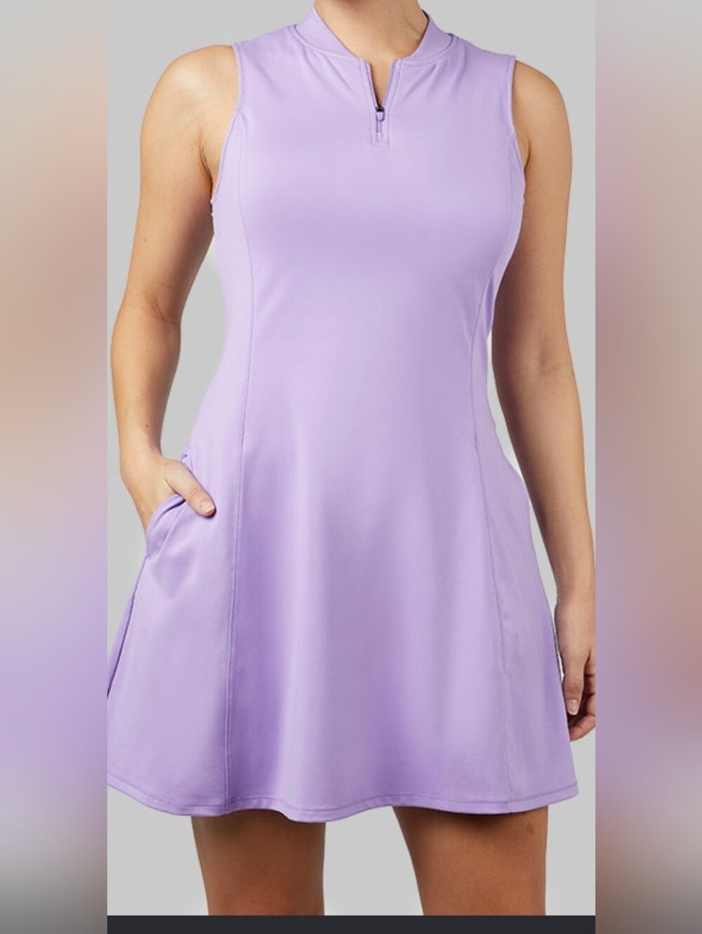 32° Cool Lilac Active Dress With Built-in Bra And Quarter Zip
